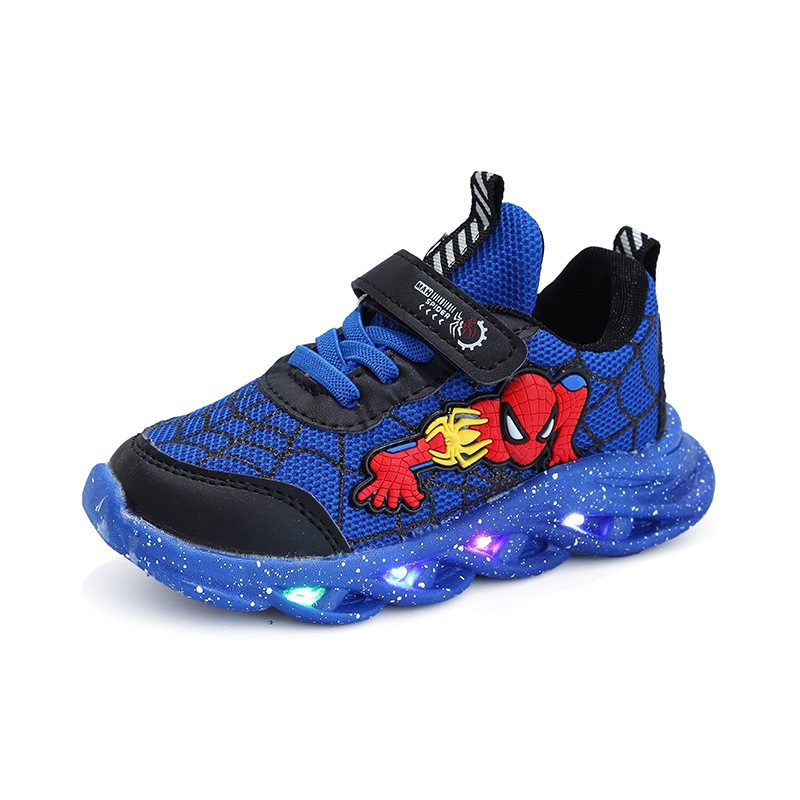 2022 New Arrival Illuminated Spider-Man Children's Shoes New Arrival Boys Sports Shoes Illuminated with Light Spring New Arrival Children's Shoes