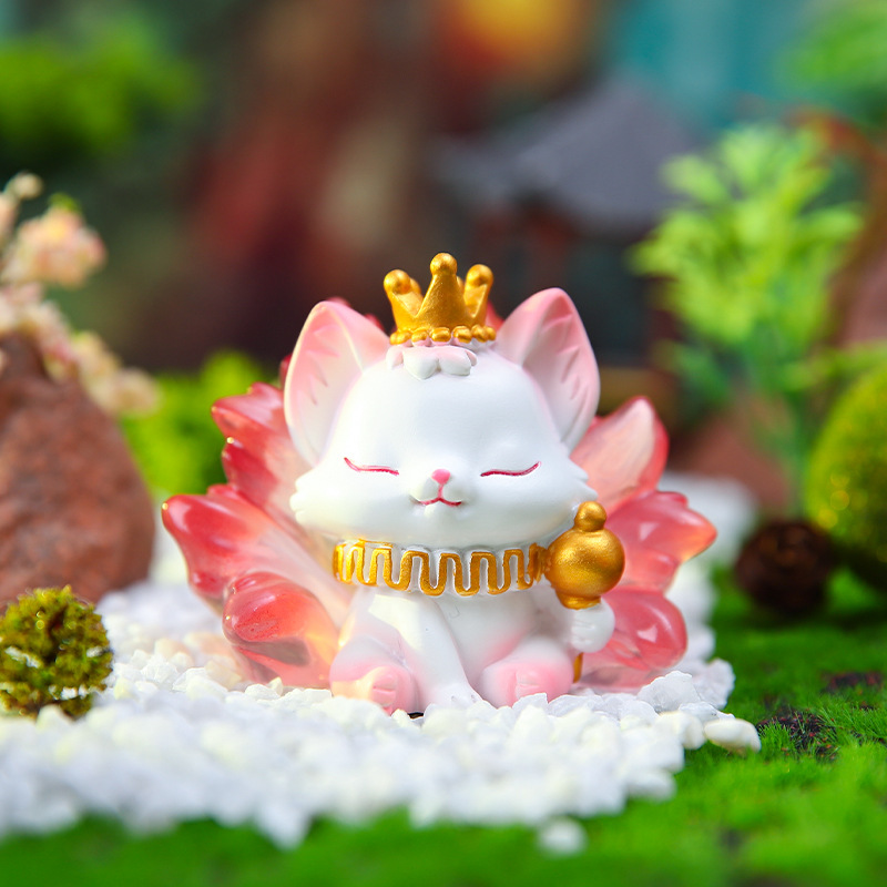 National Tide Antique Mountain Sea Nine-Tail Fox Blind Box Ancient Legend Fox Ornaments for Girls Desktop Decorative Resin Ornaments