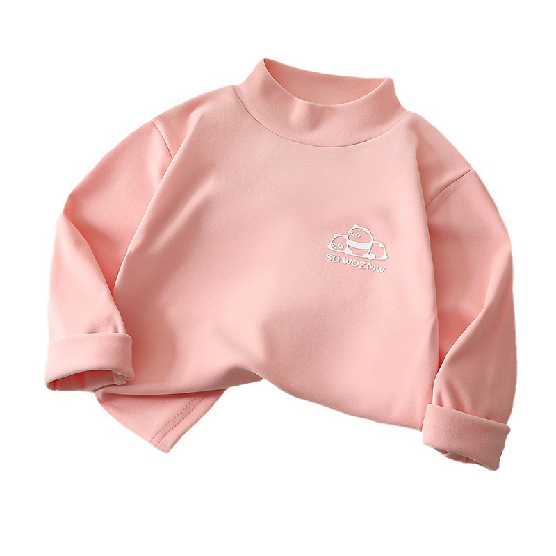 Children's half turtleneck de Velvet bottoming shirt top boys' and girls' inner wear warm spring and autumn clothes middle and big children's underwear winter