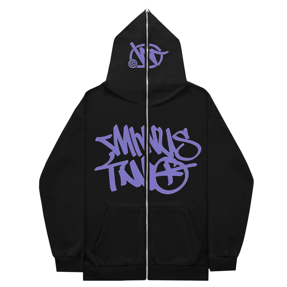 Foreign trade y2g neutral inner fleece hoodie and sweatshirt full zipper plus size men's women's street clothes