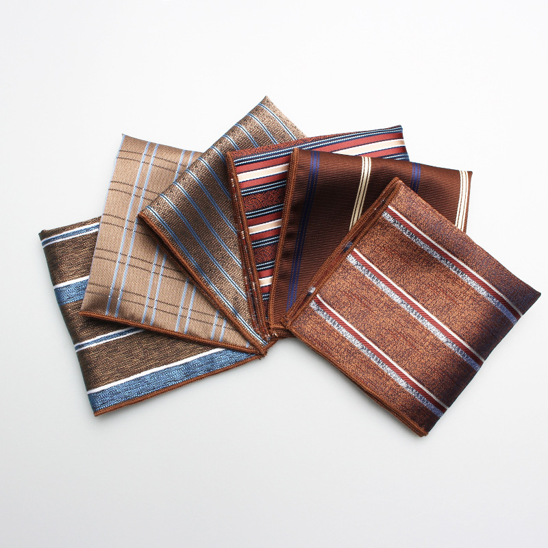 2023 new yarn-dyed polyester square men's dress suit pocket towel casual British collar towel factory spot