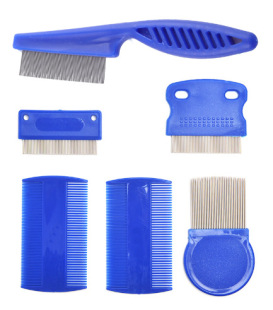 Pet supplies manufacturers jump comb set stainless steel lice comb cross-border Amazon sales steel grate 6-piece set