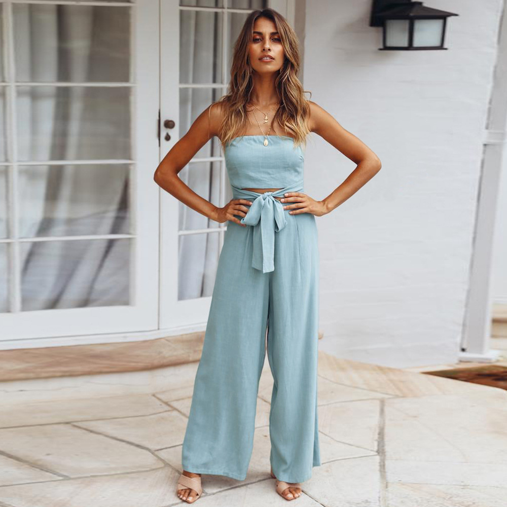 2025 Spring and Summer New Casual Fashion suit Sexy Backless Slim-Fit Pants European and American Straight Pants suit