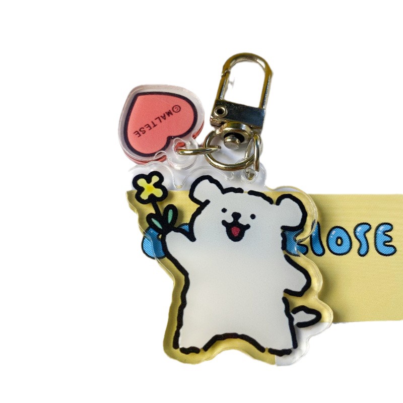 Marzisi dog puppy keychain pendant acrylic cartoon cute ins holiday schoolbag keychain ring