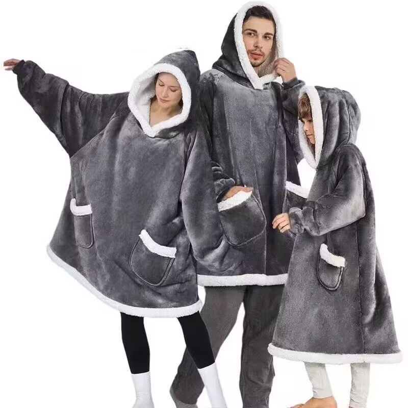 Pullover fleece pajamas warm TV blanket outdoor cold-proof nightgown couple's sweater fleece warm clothes