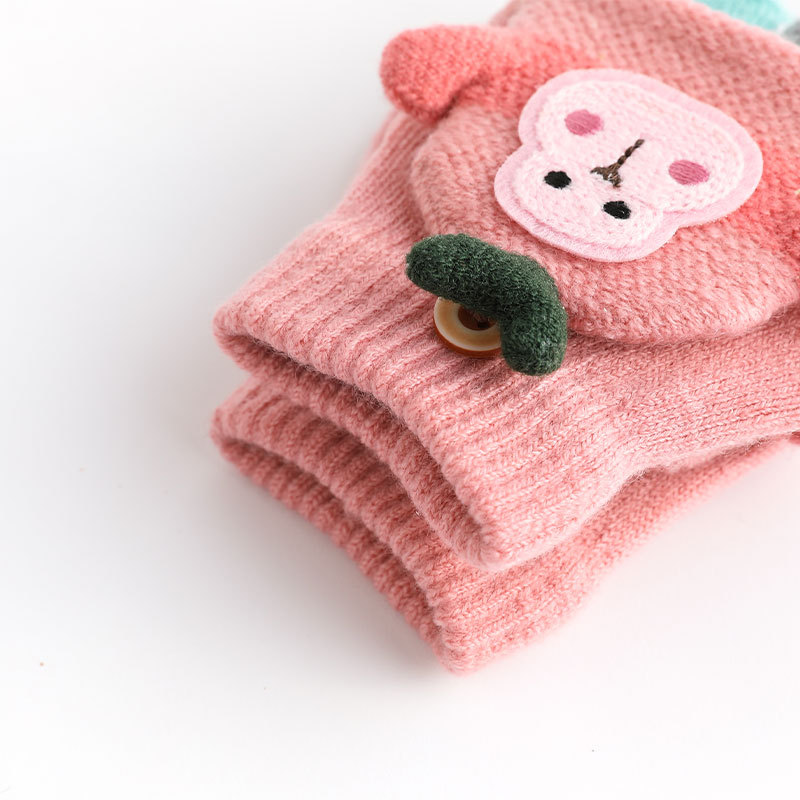 Half finger gloves Winter Children's warm gloves flip cover leaking finger writing children's winter baby gloves