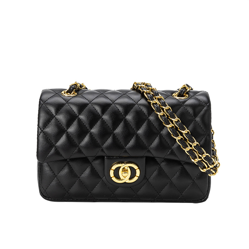 Double Circle CF Rhomboid Chain Bag Wearable Leather Shoulder Crossbody Bag Underarm Bag Fashionable Women's Bag Fashionable Small Square Bag General Bag