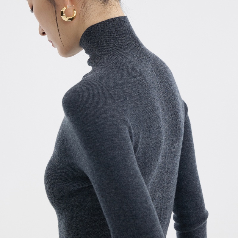 Seamless 18-stitch Worsted Wool Knitted Base Shirt 100% Merino Fine Wool Sweater Women Pullover Turtleneck Sweater for Women