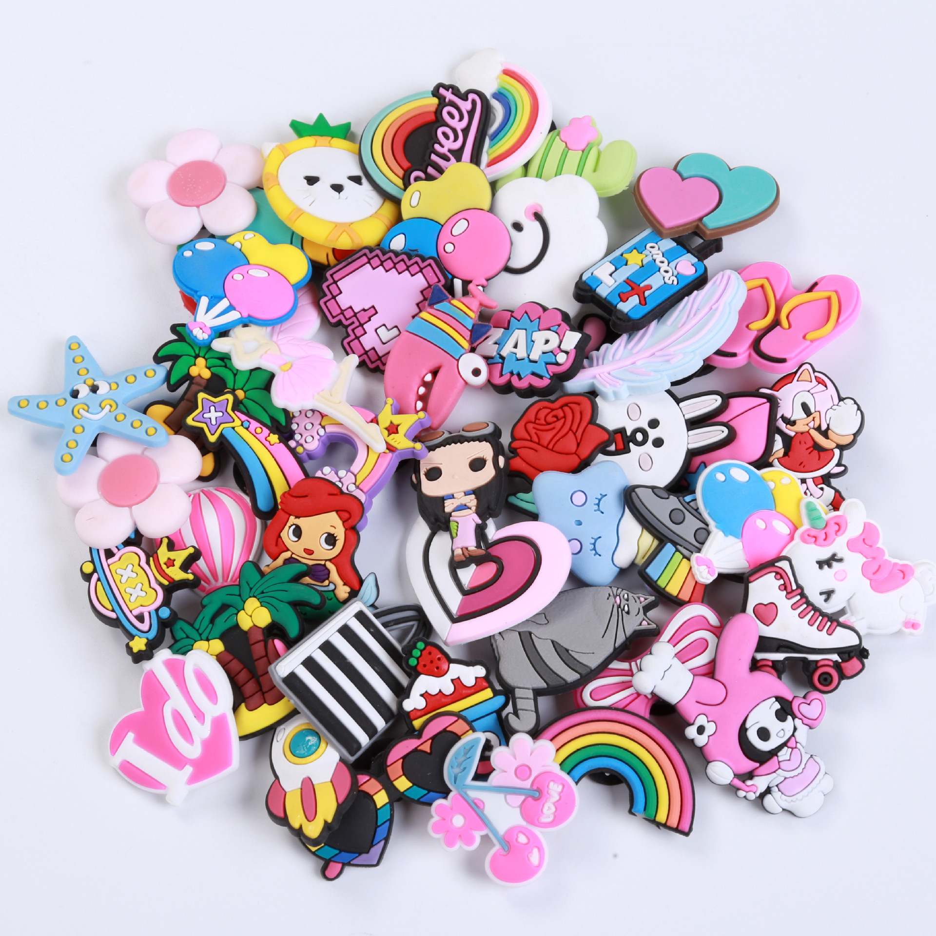 Hole shoes accessories DIY soft rubber pvc shoes flower detachable three-dimensional cartoon sandals and slippers shoe buckle decorative accessories wholesale