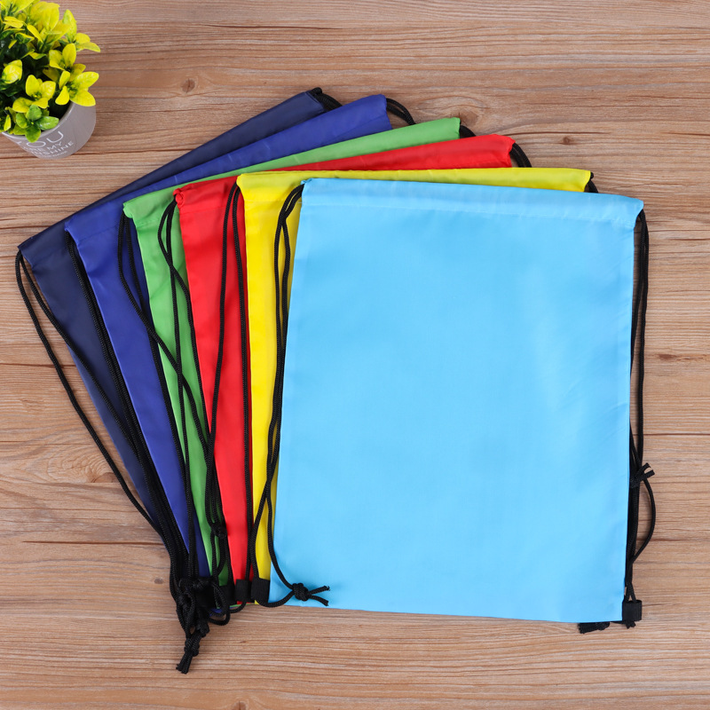 210D polyester takeaway bundle pocket wholesale shoulder advertising drawstring bag blank backpack waterproof bag printed logo