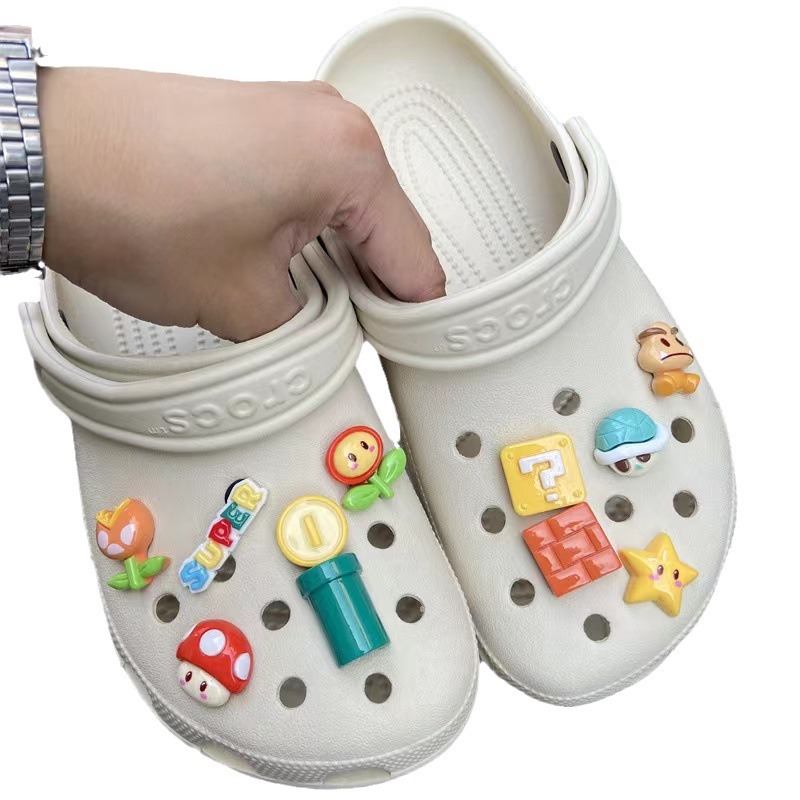Super Mario gold coin mushroom decorative shoes DIY shoe buckle shoe flower three-dimensional cartoon detachable hole shoes accessories