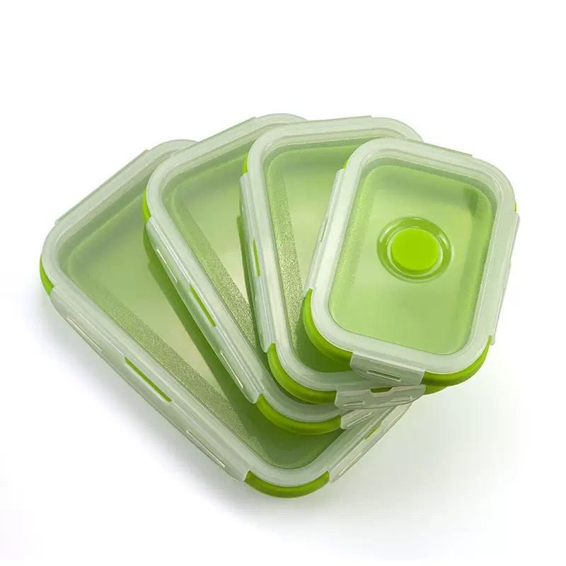 Factory Spot Silicone Lunch Box Foldable Microwave Oven Silicone Lunch Box Refrigerator Storage Box Preservation Box Set