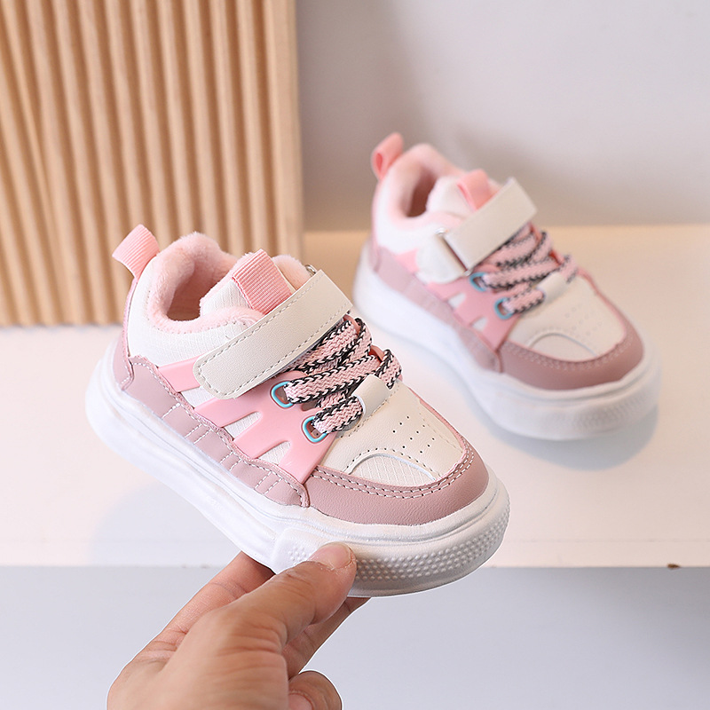 Baby shoes two cotton fleece-lined autumn and winter sneaker warm comfortable casual shoes children's shoes soft bottom non-slip board shoes men and women