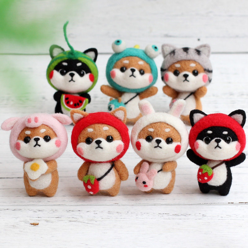 Wool felt poking poking music handmade diy material bag to pass the time cute plush doll homemade doll