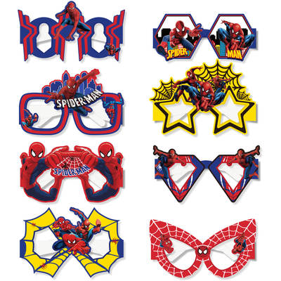 Cross-border Spider-man party photo props paper glasses hero theme birthday glasses decoration supplies