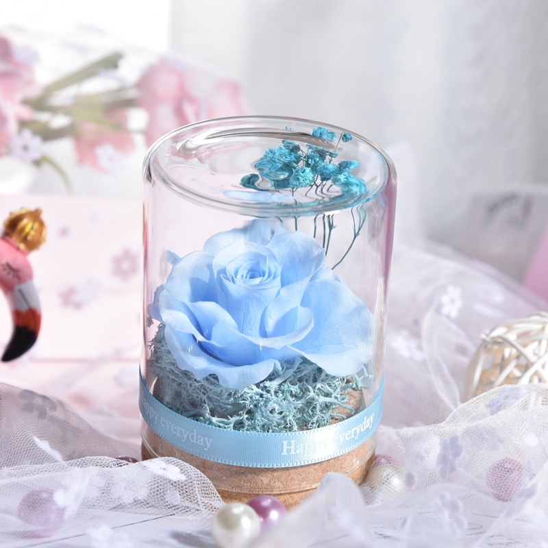 38 March 8th Women's Day Mother Eternal Flower Gift Finished Material Package Wholesale Gift Box Rose Decoration Glass Cover