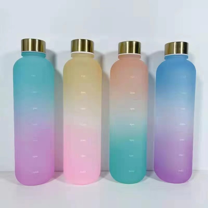 Southeast Asian fashion 1000ml simple space Cup PP gradient ribbon time scale traveling Cup