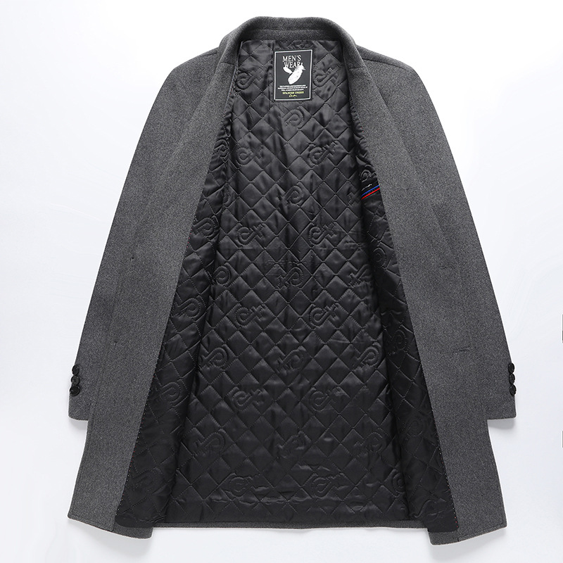 Winter mid-length woolen coat men's Korean-style British-style thickened windbreaker high-grade cashmere woolen coat trendy