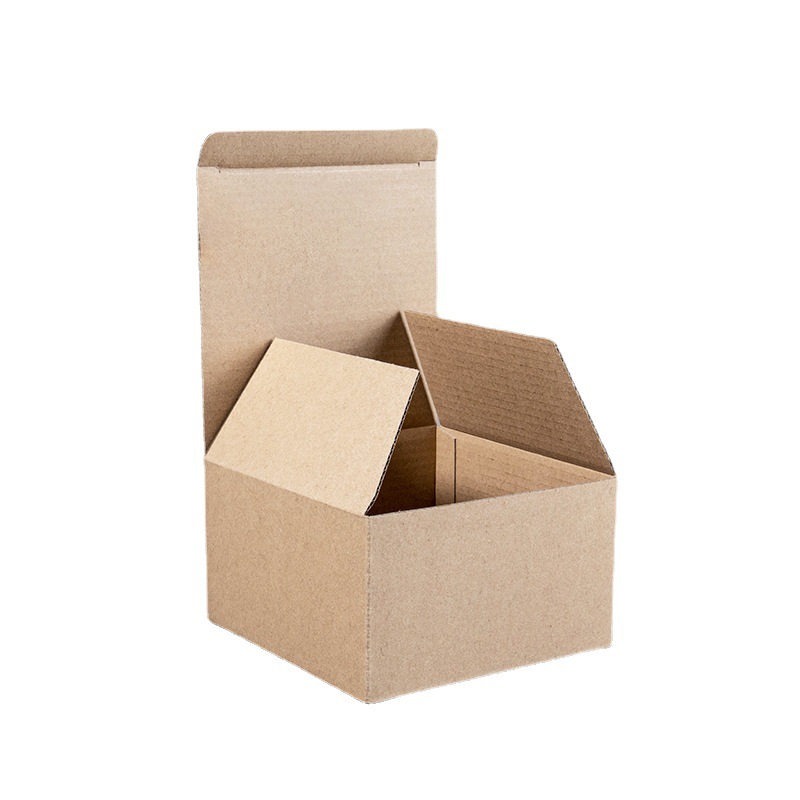 In stock corrugated carton Kraft paper box three-layer extra hard flip Buckle bottom Kraft box hardware vacuum cup box customization