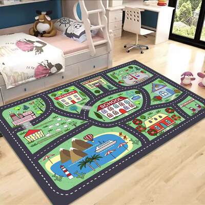 Kindergarten Digital Carpet Early Education Center Children's Mat Game Puzzle Washed Track Maze Crystal Velvet Carpet