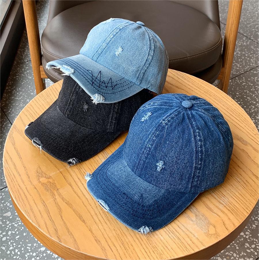 Cowboy baseball cap men's Japanese retro washed old soft-top cap blue sun protection hat women's ins trend