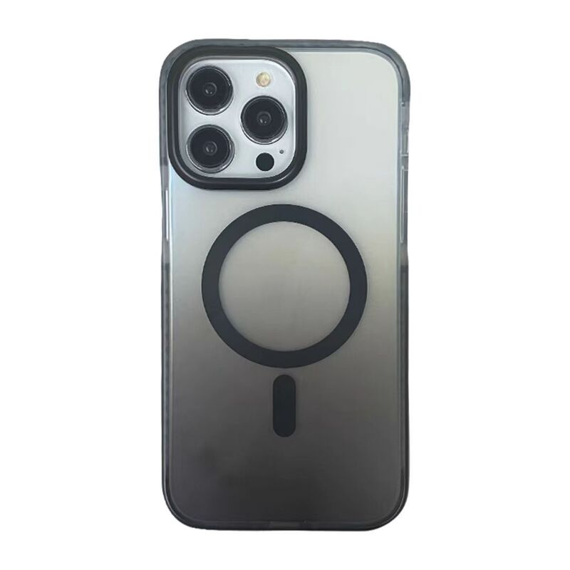 IPhone15promaxグラデーション半透携帯ケースアップル16マイクロフロスト磁気吸引ハードケース2色エアバッグを適用|undefined