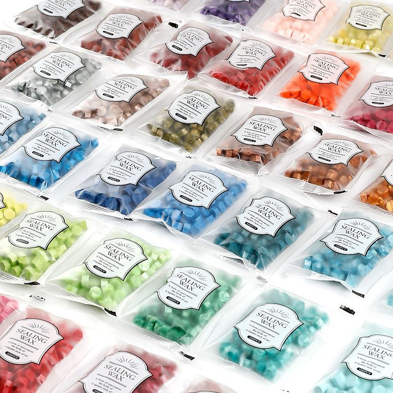 Factory wholesale small bags of octagonal wax grain 100 grain 35g paint seal wax grain color mixed color sealing wax