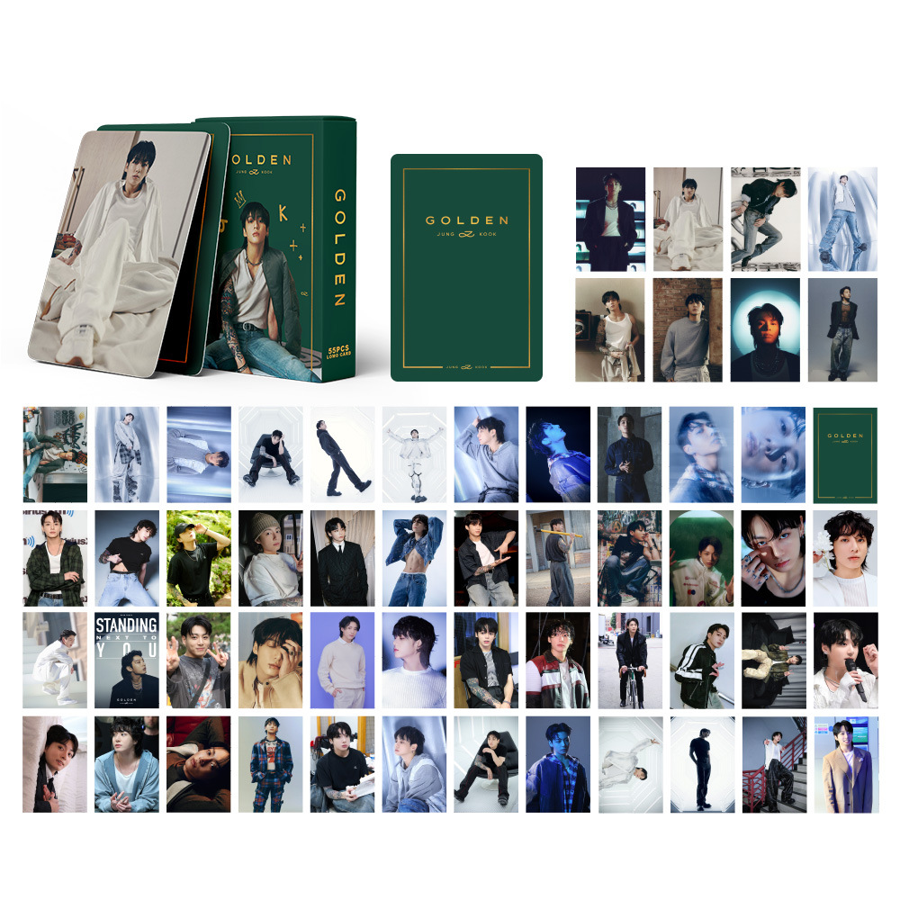 In stock Jungkook dark green card GOLDEN album solo small card 55 personal photos self-photo