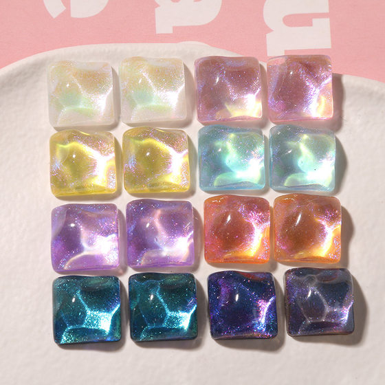 2024 new starry sky water ripple glitter square patch diy resin earring hair clip phone case material wholesale