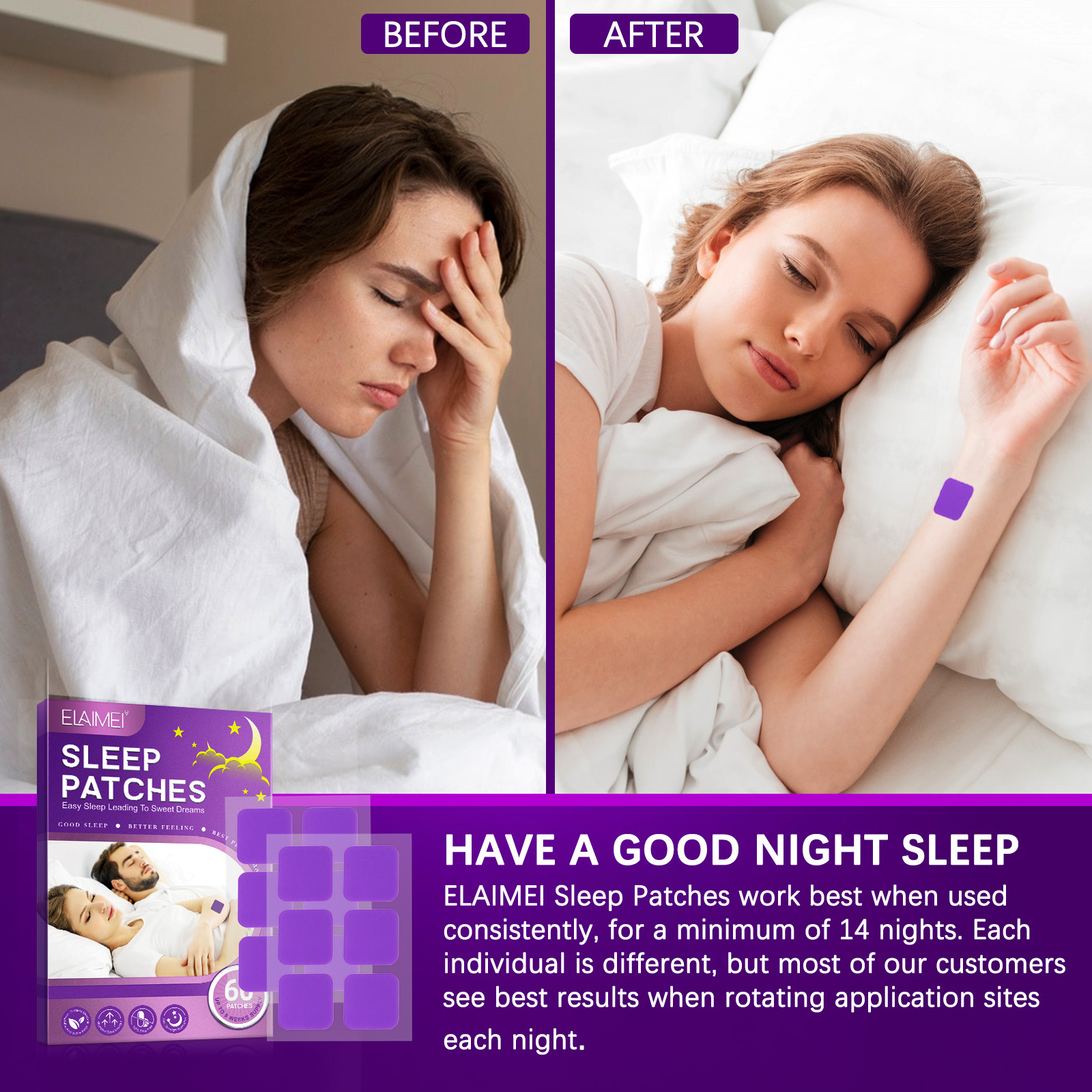 Cross-border ELAIMEI sleep stickers sleep health care stickers insomnia stickers sleep stickers sleep stickers deep sleep stickers multi-gauge