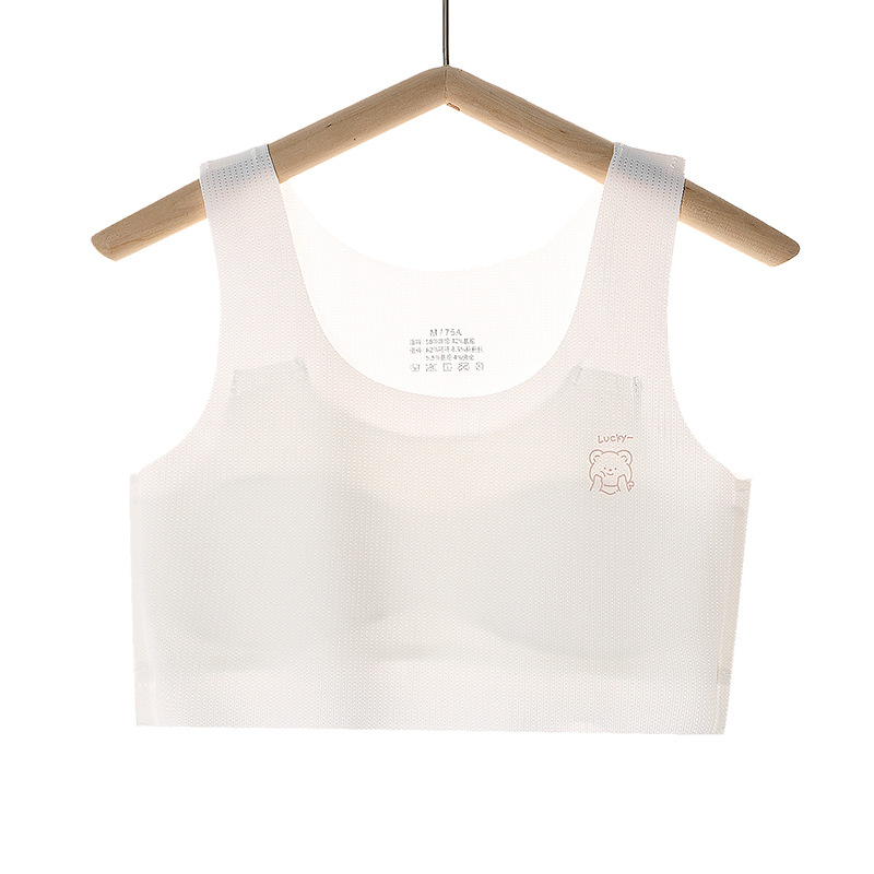 Summer Developmental Girls' Underwear Breathable Seamless Wide Shoulder Strap Anti-bump for Junior High School Students Beautiful Back Underwear