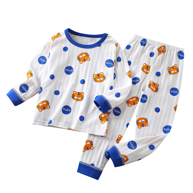 Children's autumn clothes long pants boys and girls Autumn New jacquard cotton underwear suit long sleeve pajamas home wear baby