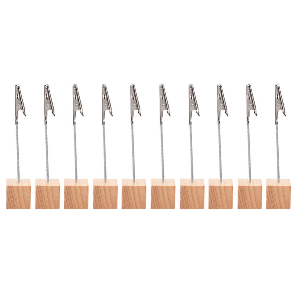 Wooden Colorful Pine Base Photo Holder Note Clip Desktop Ornaments Square Alligator Clip Wooden Photo Holder