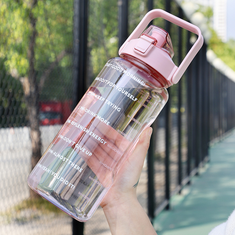 Large capacity scale plastic cup girls' fitness sports straw Cup cross-border portable space Cup bounce cover drinking kettle