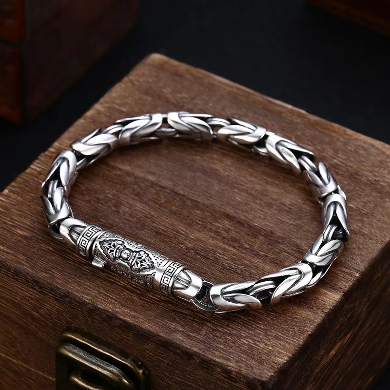 Pappas Men's Bracelet Coarse Demon Vajra Pestle Imitation Thai Silver Retro Old Fashionable Personalized Jewelry Cross-Border