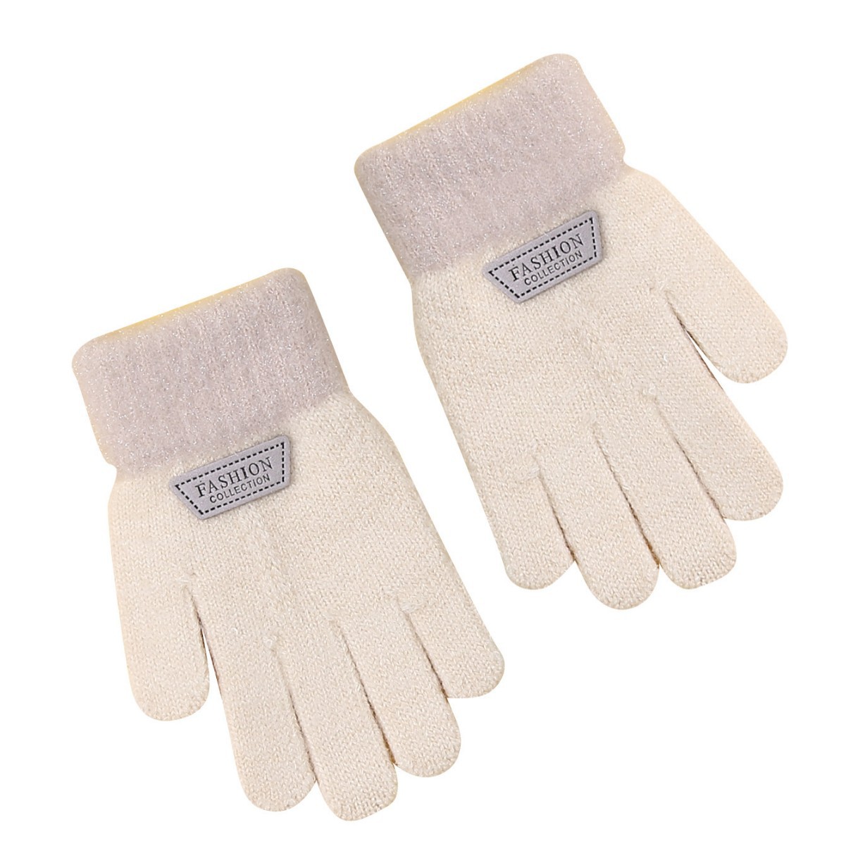 Autumn and winter children's gloves five-finger fleece-lined thickened children's gloves girls cute cartoon baby knitted gloves wholesale