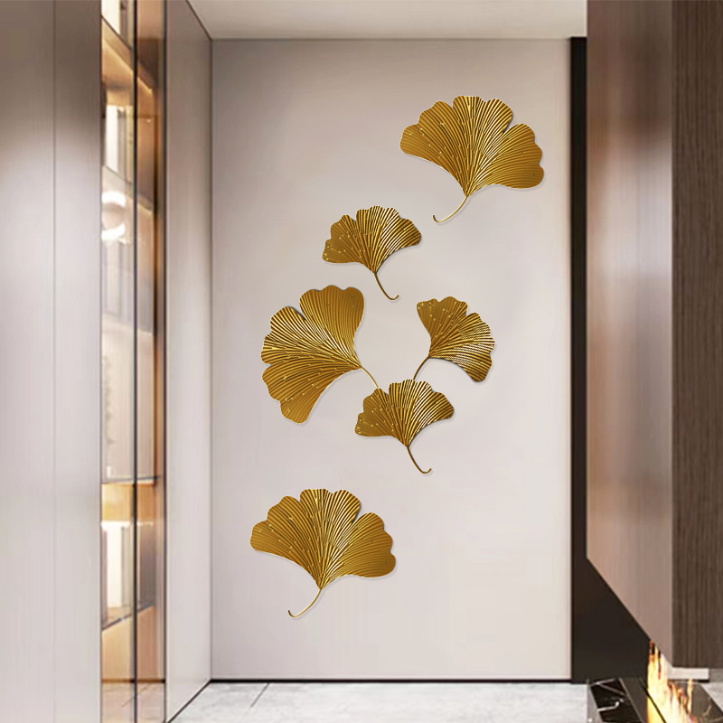 New Chinese Metal Ginkgo Leaf Wall hanging DIY Wall hanging Iron Wall Decoration for Living Room Hallway