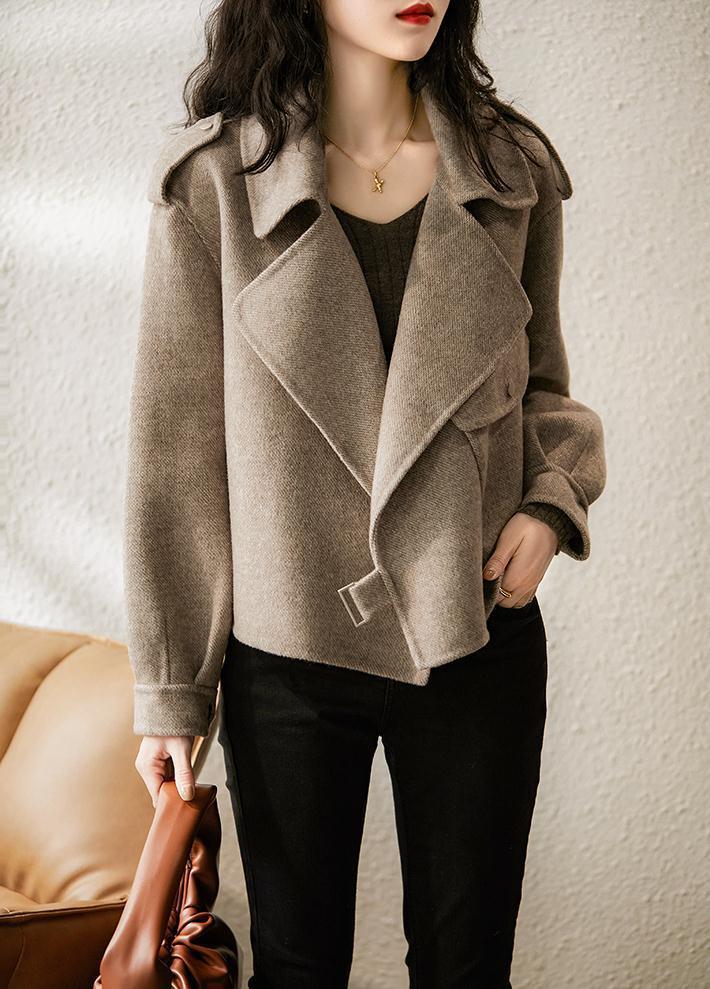 Hepburn-stil ny ulldress dame i britisk stil høst og vinter stilig allsidig løs fransk kort jakke_voghion.com