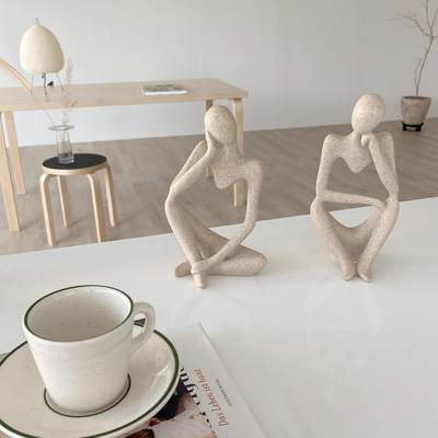 Modern Simple Left Thinking and Right Thinking Abstract Characters Crafts Ornaments Nordic Office Bookshelf Decoration Arrangement