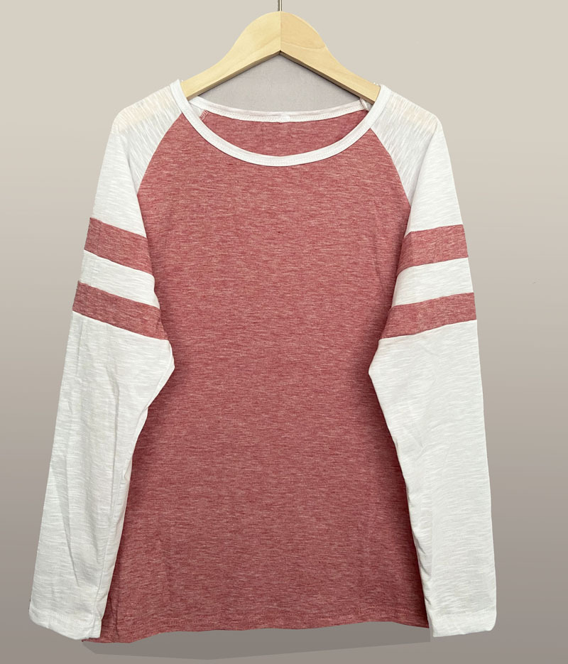 2021 Europe and the United States cross-border selling ebay Fashion three-color striped stitching long sleeve t-shirt round neck color matching top