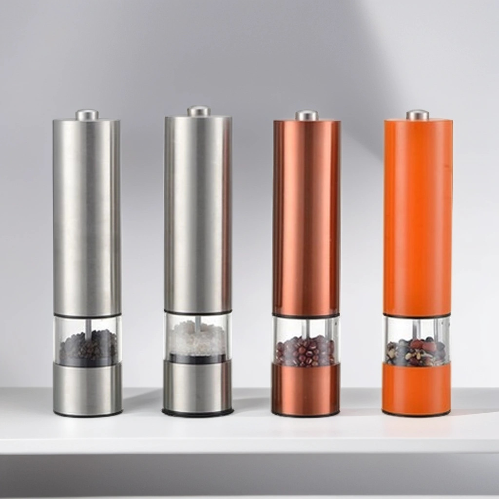 Automatic stainless steel electric pepper mill white black pepper grinding bottle Western restaurant dining table Sea salt seasoning powder bottle