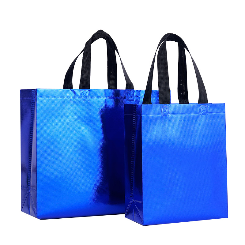 in stock coated cross-border environmental protection laser film non-woven bag custom-made environmental protection laser film aluminum foil clothing tote bag