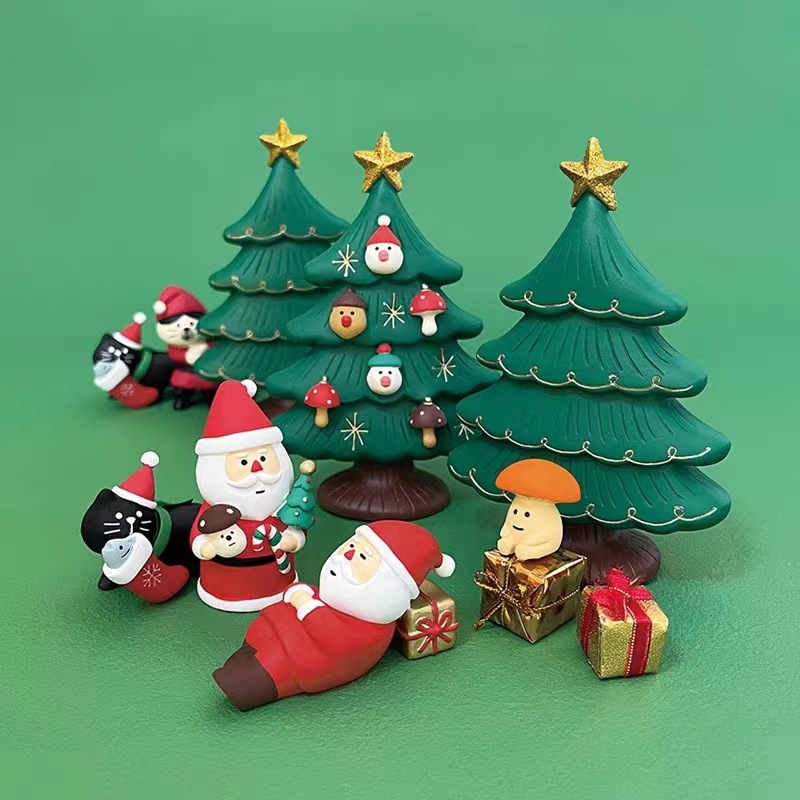 クリスマスプレゼントキノコ森潮游び手作りブラインドボックス装飾景観日本式猫ゼカ公仔樹脂置物|undefined