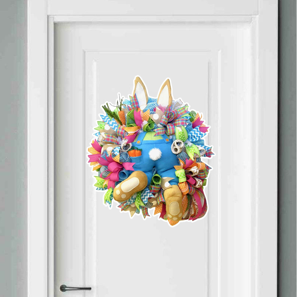 Easter Rabbit Wreath Bunny Sticker Easter Rabbit Wreath doorplate decorative Sticker
