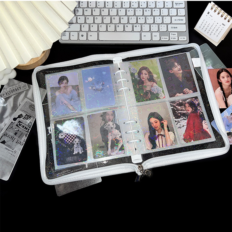 Laser love 6 holes stars 4 grid card page a5 loose-leaf book core bag card book 3 inch card storage book inner page bag