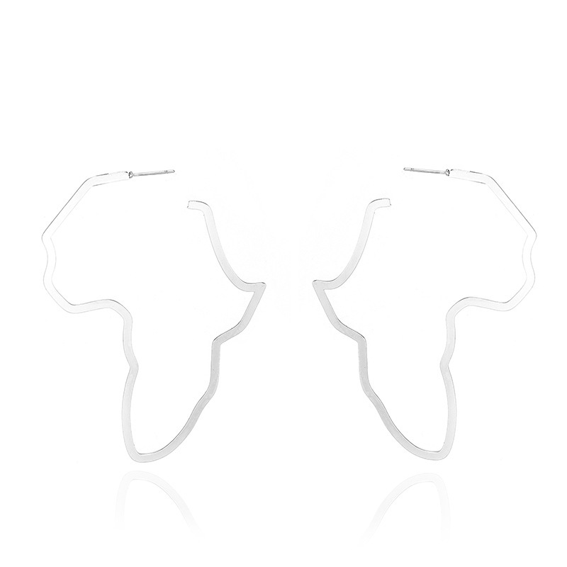 Europe and the United States cross-border personality Africa map earrings metal hollow exaggerated earrings fashion temperament earrings jewelry wholesale