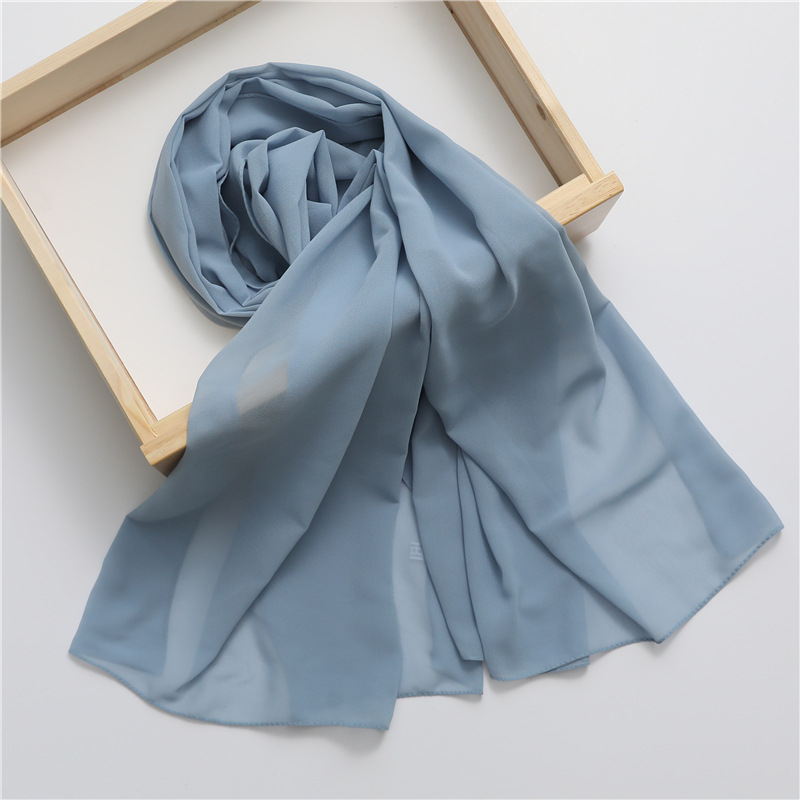 Pearl chiffon scarf solid color rectangular scarf women's shawl basic monochrome all-match scarf wholesale