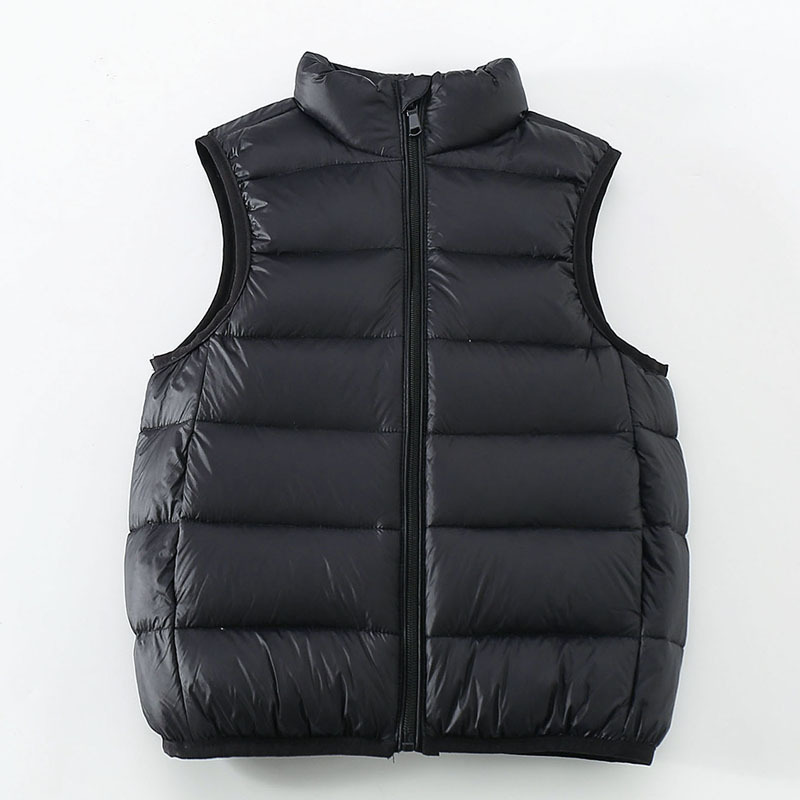 Children's Down Vest Light and Thin Vertical Collar for Boys and Girls Solid Color Baby's Middle and Old Children's Down Vest for Autumn and Winter