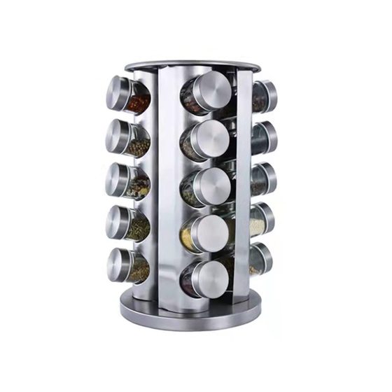 Rotatable Stainless Steel Seasoning Rack Multi-layer Household Kitchen Seasoning Storage Rack Glass Seasoning Bottle suit Stainless Steel