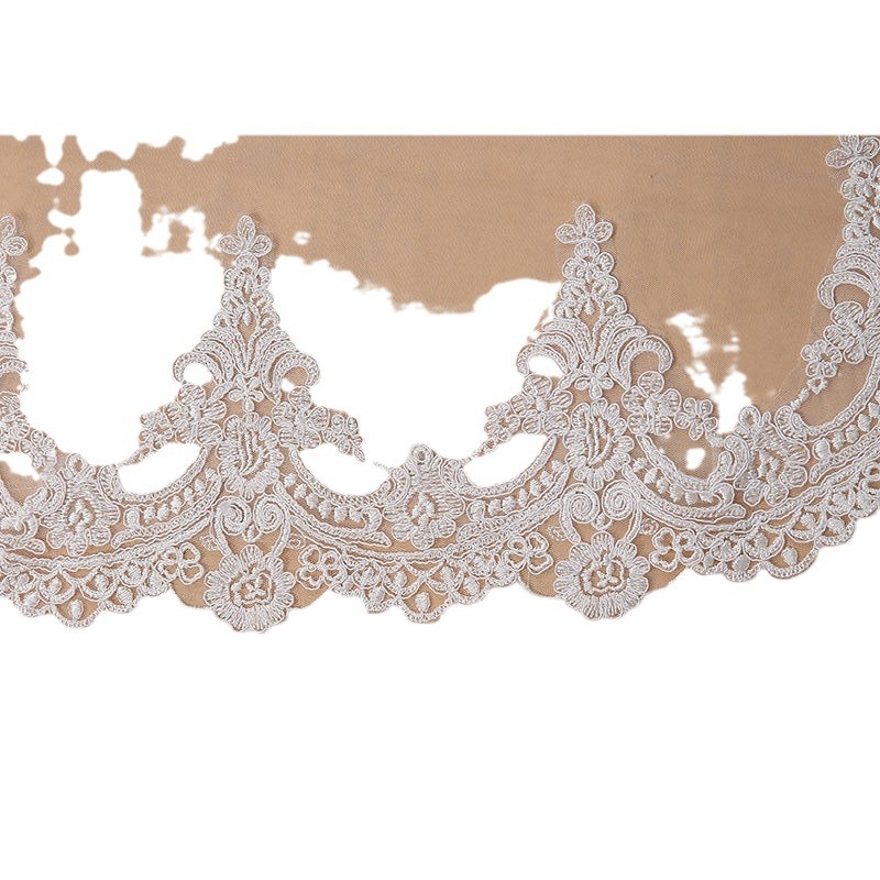 AliExpress Explosions Wedding Dress Veil 3 m Single Layer Car Stock Lace Trailing Shape Bridal Veil Wholesale